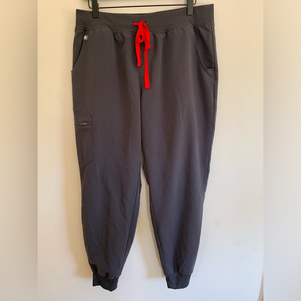 FIGS Zamora Jogger Scrub Pants Women High Waisted Charcoal Drawstring Medical